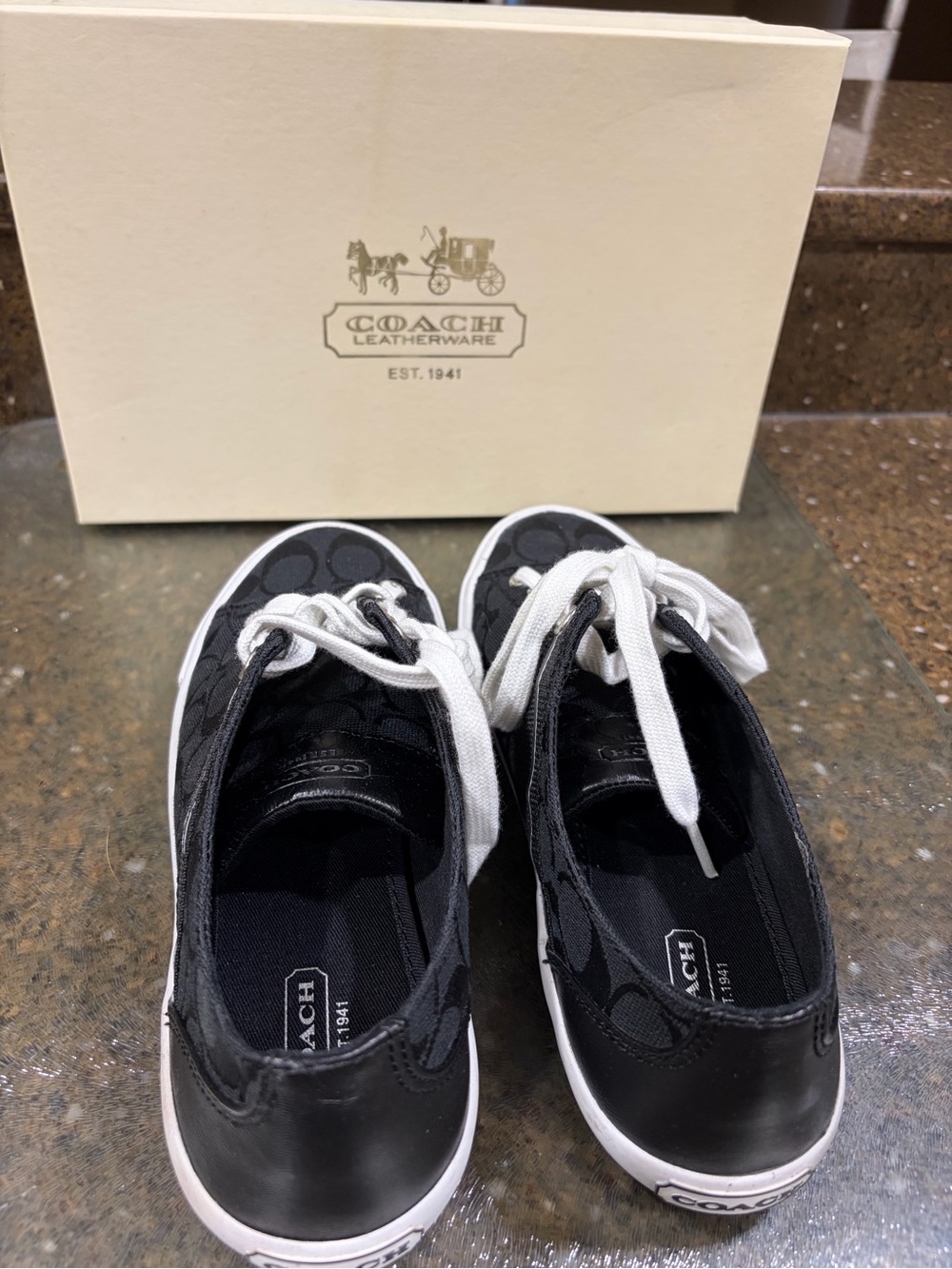 Coach Black Signature Canvas Sneakers with White Laces - Picture 2 of 6